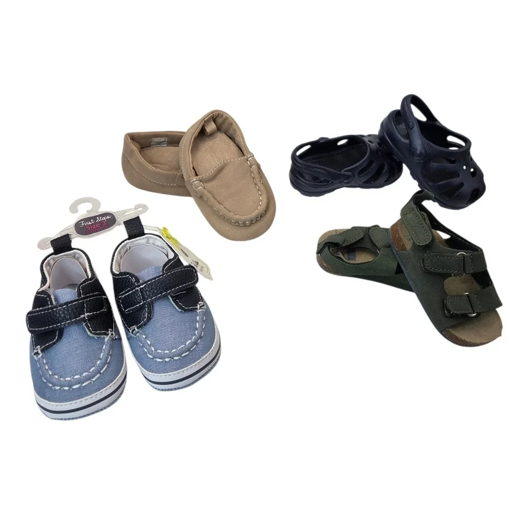 Baby Boy Shoe Bundle Sandals First Steps Boat Shoes Loafers 0-9M